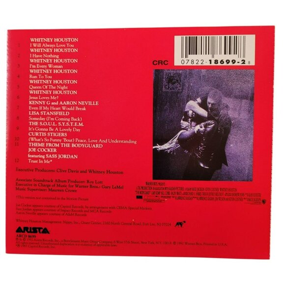 The Bodyguard Movie Soundtrack CD with Whitney Houston & Kevin Costner 37446cd - Picture 2 of 2